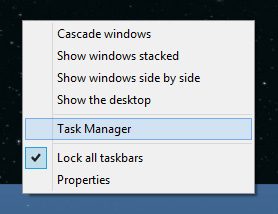Windows 8 Taskbar Properties